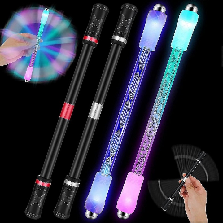 4 db többszínű LED-es forgó fidget toll készlet 14 cm