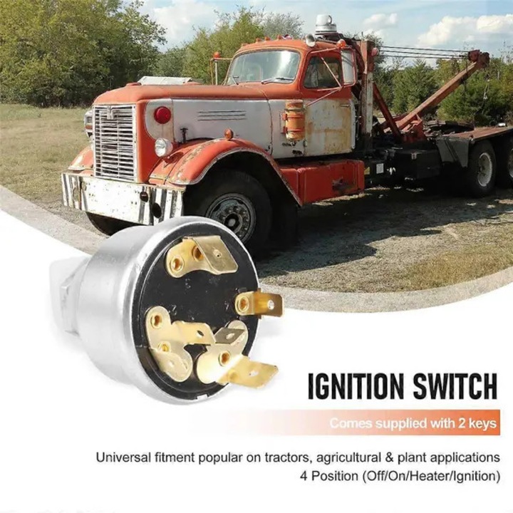 Incuietoare universala tractor 12/24V metal argintiu 4 pozitii 2 chei