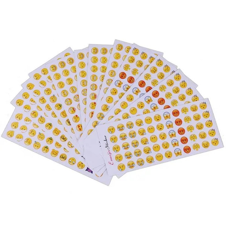 Szett 660 színes emoji matrica, 1cm, többszínű, különböző kifejezések