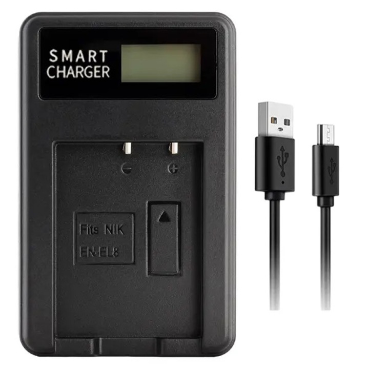 Incarcator baterie camera EN-EL8 LCD USB portabil 85mm set