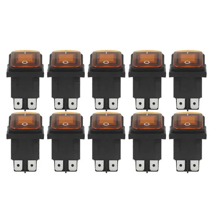 10 db billenőkapcsoló készlet, 2 állású, narancssárga, 4 érintkezős, 30A 125x250V IP55