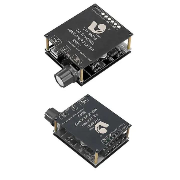 Bluetooth 5.3 audio erősítő modul, 2x30W, fekete, 9x6.1x2.9cm
