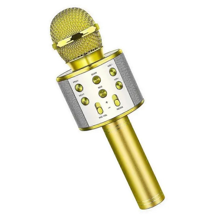 Bluetooth Karaoke Mikrofon, 22.5x7.6x7.6cm, arany, 1800mAh