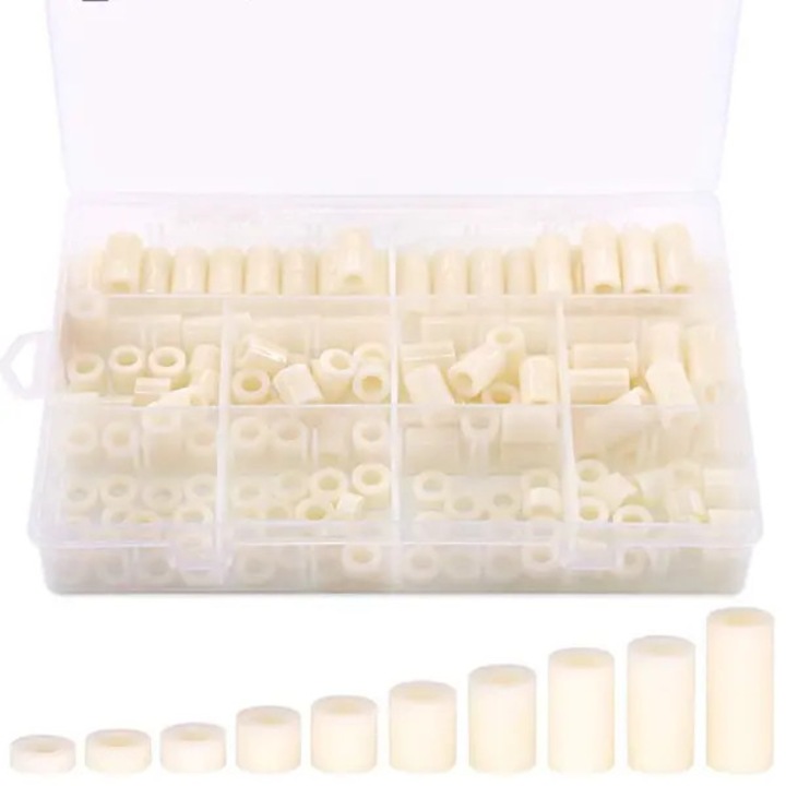 Комплект кръгли дистанционери от найлон, 150 бр., многоцветни, 6.2x11x3-25мм