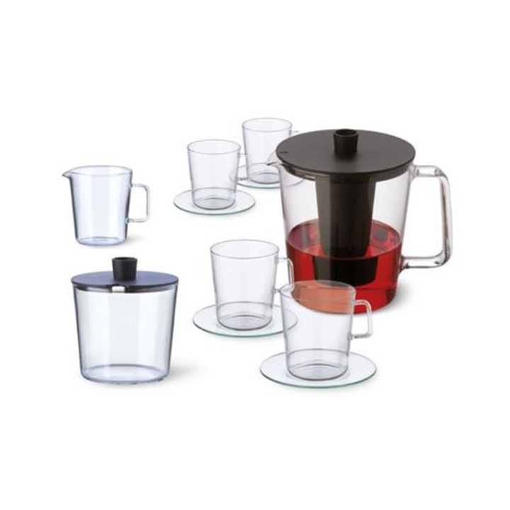 Simax Kon tea és kávé készlet, 7 részes, átlátszó boroszilikát üveg, 1500ml