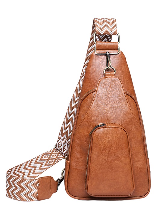 Női kézitáska, crossbody típusú, PU bőr, kis kézi hátizsák típusú, mellkasi táska, túrázáshoz, barna