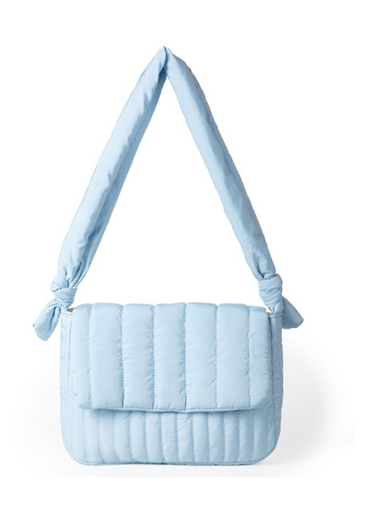 Puffer válltáska, nejlon, bélelt, szövött, designer kézitáska, crossbody típusú, dupes, női táska, kék