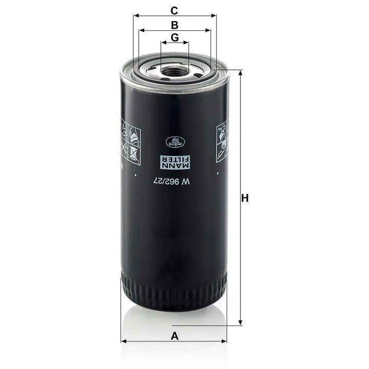 Mann-Filter W962/27 olajszűrő két szeleppel 210x93x71mm
