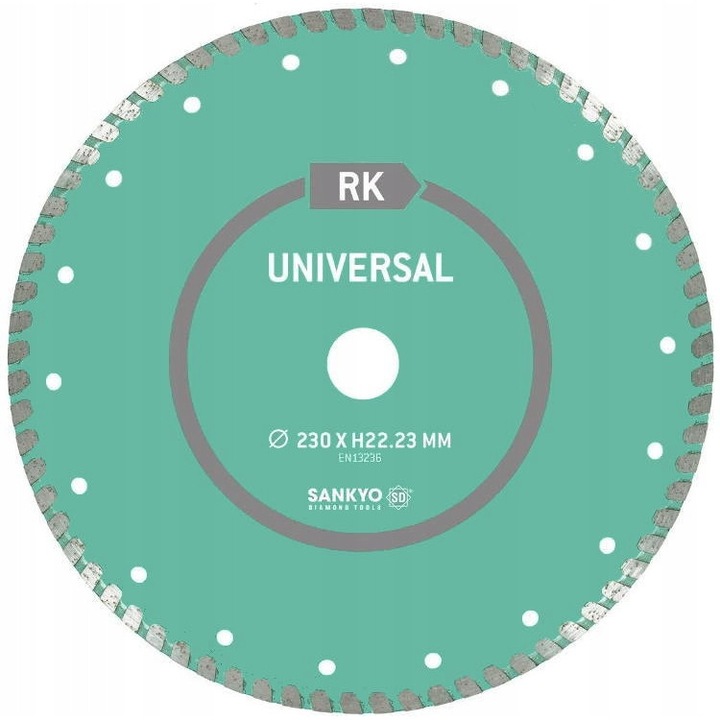 Disc diamantat universal Sankyo 230mm pentru beton, taiere uscata si umeda, 22.23mm