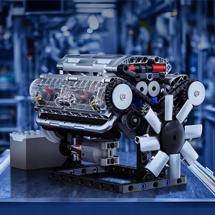 V8 motor építő készlet, 552 darab, műanyag, 31.7x49.7x32.7 cm