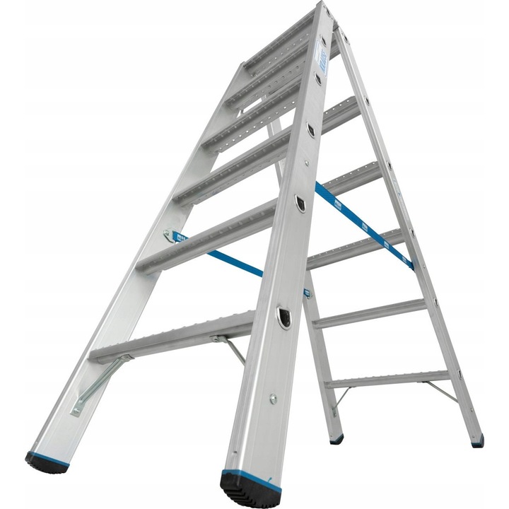 Scara dubla KRAUSE Stabilo 2x6 trepte antiderapanta R13 aluminiu 80mm