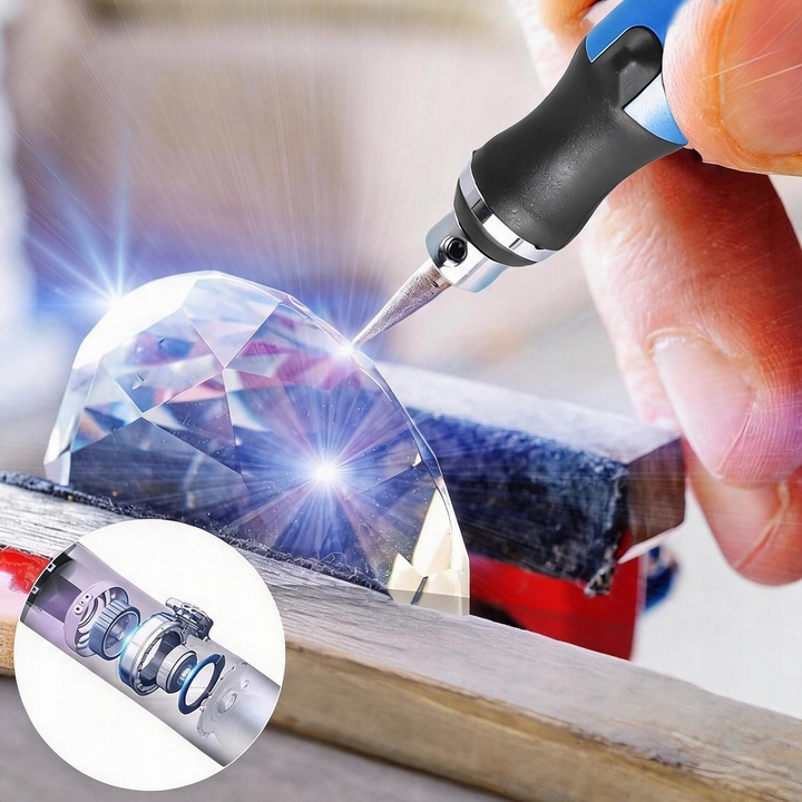 Mini elektromos fúrógép, 3 sebesség, 10 HSS fúrófej, fekete, hordozható, USB-C