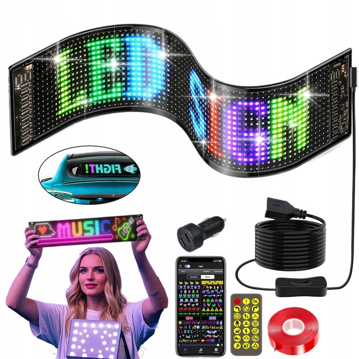 Bedee 12x59cm rugalmas színes LED autólámpa IP66