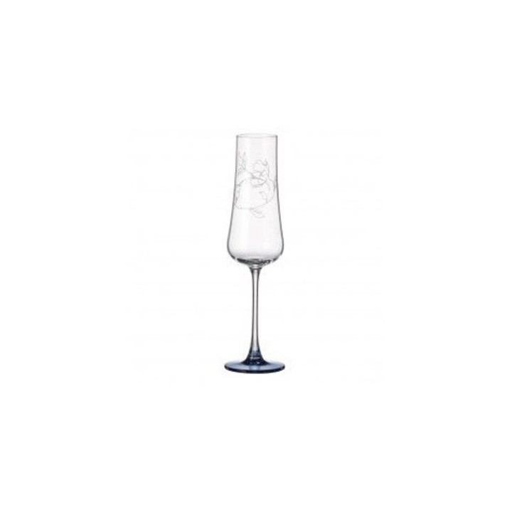 Crystalite Bohemia Iduna pezsgőspohár készlet, 6 db, kék, 250ml