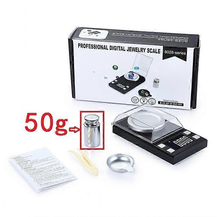 Cantar digital precizie 100g/50g, negru, 115x63x35mm