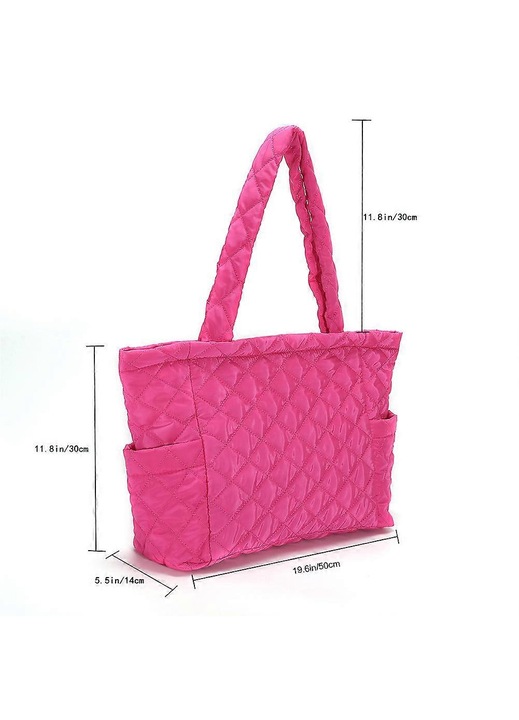 Válltáska, négyzet alakú modell, nagy kapacitású, rózsaszín, 40x30x12cm