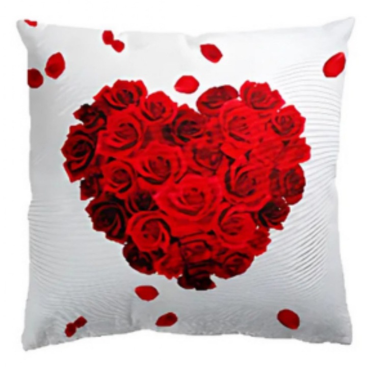 Szív alakú párna Cleo Rose 43x43 – Fehér és Piros – Valentin nap