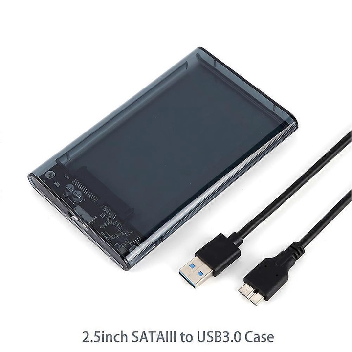 Carcasa externa transparenta 2.5 inch SATA la USB 3.0 120x75x10mm