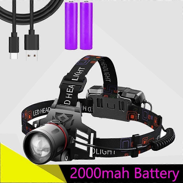 LED T6 lámpa, zoom, piros zöld kék fehér UV, 2x18650, IPX4