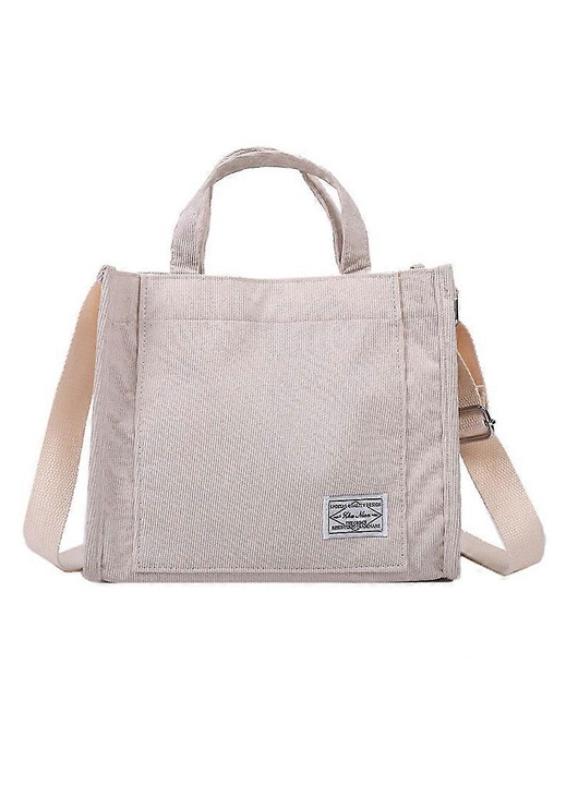 Vintage kordbársony crossbody táska, krém, 26x10x23cm