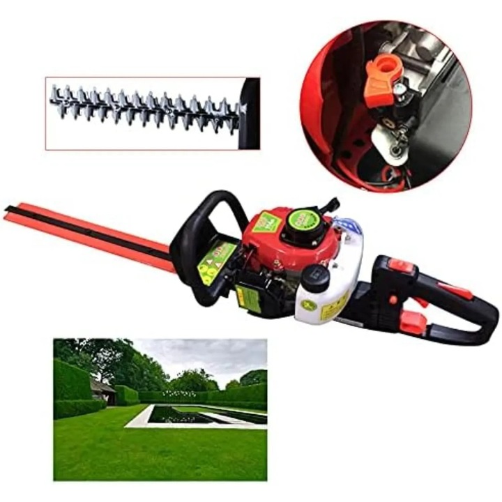 Foarfeca electrica pentru gard viu, Trimmer pentru gard viu de gradina, Model cu cablu, Fara acumulator, Rosu