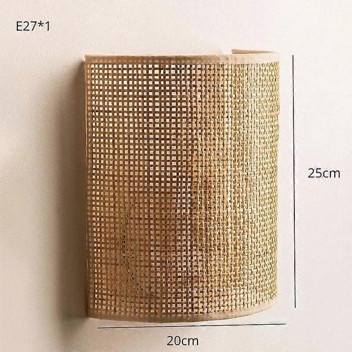 Japán rattan fali lámpa meleg fehér LED 30x15x10cm