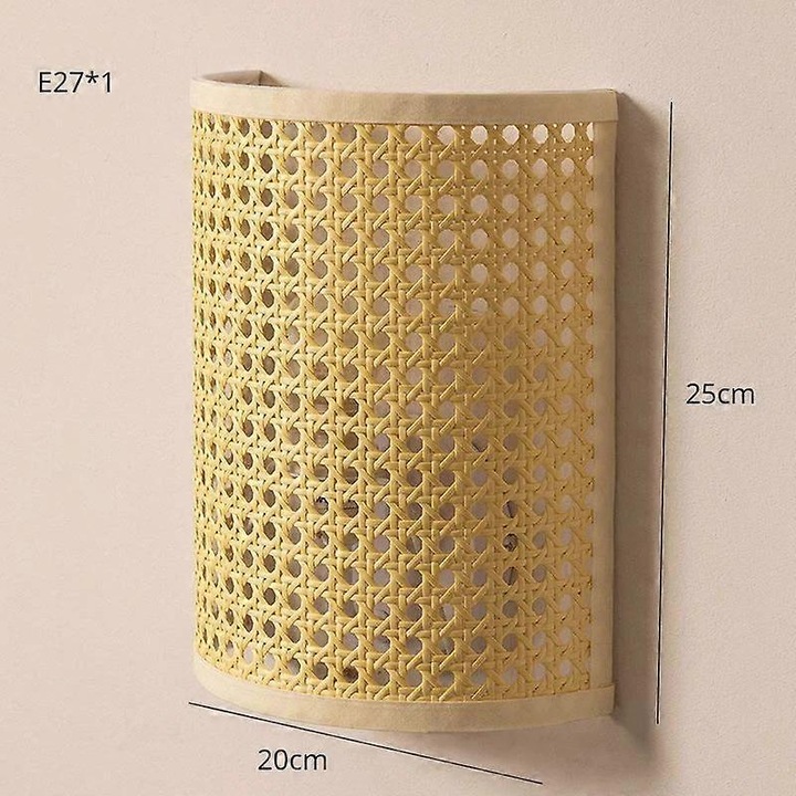 Japán rattan fali lámpa hideg fehér LED 30x15x10cm