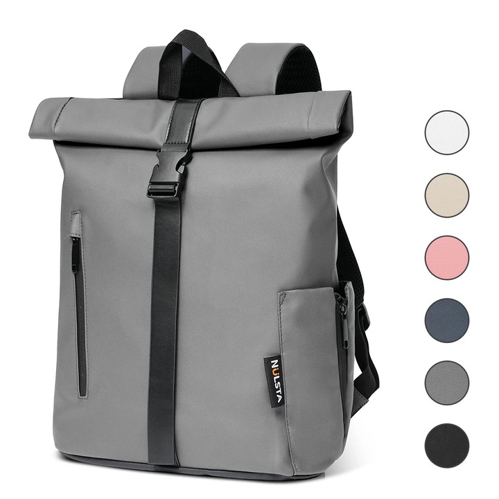 Utazó laptop hátizsák, lopásgátló hátizsák 22L, több rekeszes, 40 cm-es laptophoz, összecsukhatóan bővíthető, könnyű, szürke