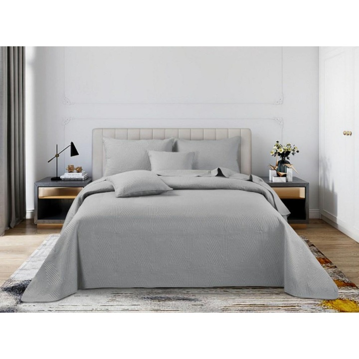 Cuvertura, Trio, I25, gri, 75x150 cm, model geometric