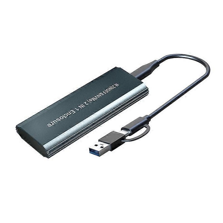Carcasa M.2 NVME SATA SSD, dual protocol, aluminiu, USB 3.1, 22x80mm, OTG