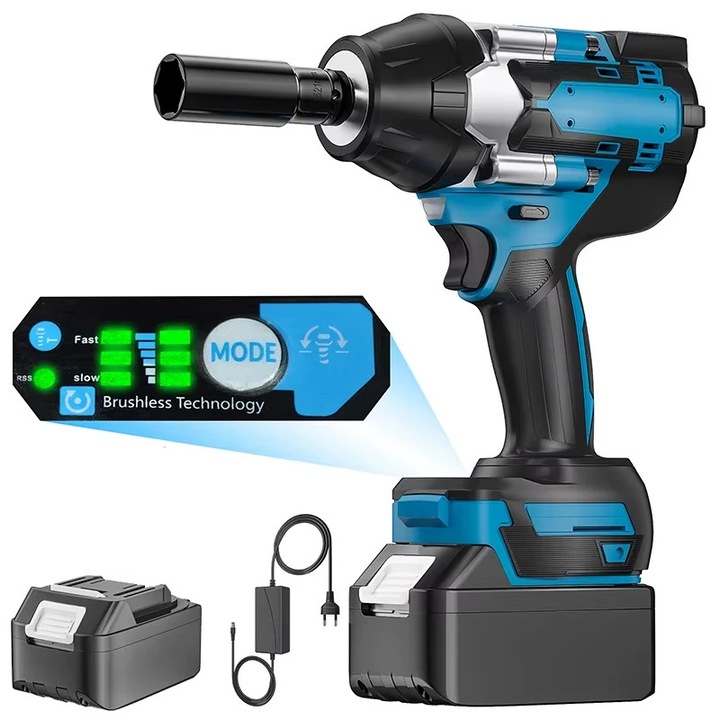 Elektromos ütvecsavarozó, Akkumulátoros ütvecsavarozó 18V, 1800 Nm nyomaték, 1,27 cm (1/2 inch) négyszög, 1 akkumulátorral, autójavításhoz