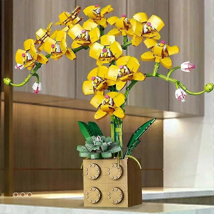 Orchidea bonsai virág építőszett, 1369 darab, műanyag, többszínű, 15-35 év