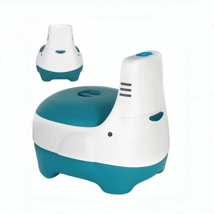 Olita antrenament copii, WC antrenament bebe, Sunet realist de tragere apa, Portabila, Usor de curatat, Plastic PP, Verde