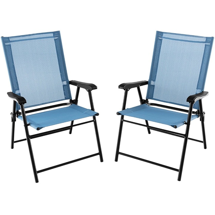 Set scaune pliabile exterior cu suport ergonomic si structura metalica durabila