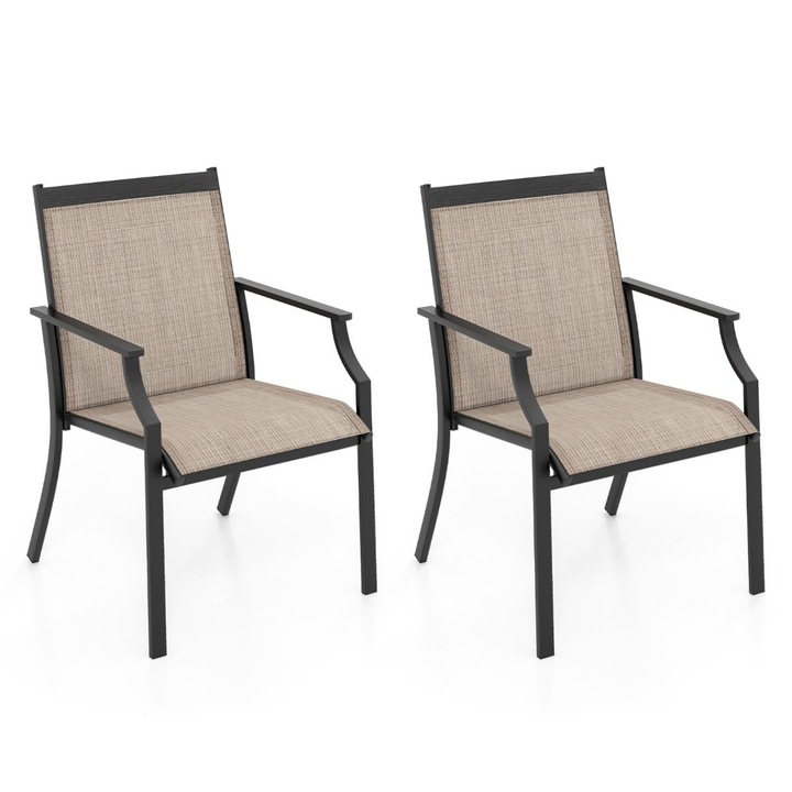Set scaune exterior cu material respirabil si cadru metalic foarte durabil