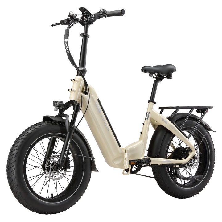Bicicleta electrica F6 Boost, e-bike oras si off-road, baterie 48V 18Ah, motor spate 250W, roti 51 cm late, senzor de cuplu, frane hidraulice, alb