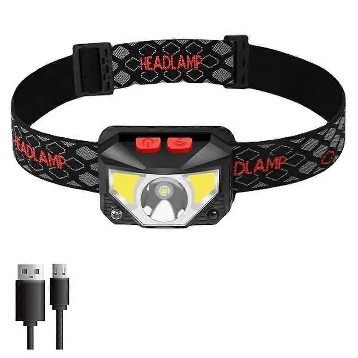 Mini LED lámpa érzékelővel, 8 mód, 1200mAh akkumulátor, USB, fehér