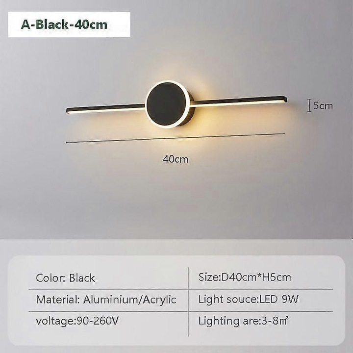 Modern LED fali lámpa 60x6cm arany színben, kerek és négyzetes talppal