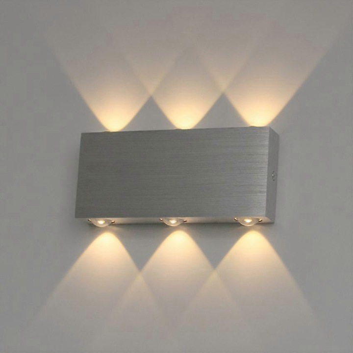 LED fali lámpa 6W, szálcsiszolt alumínium, fekete-ezüst, 2700-3500K, beltéri