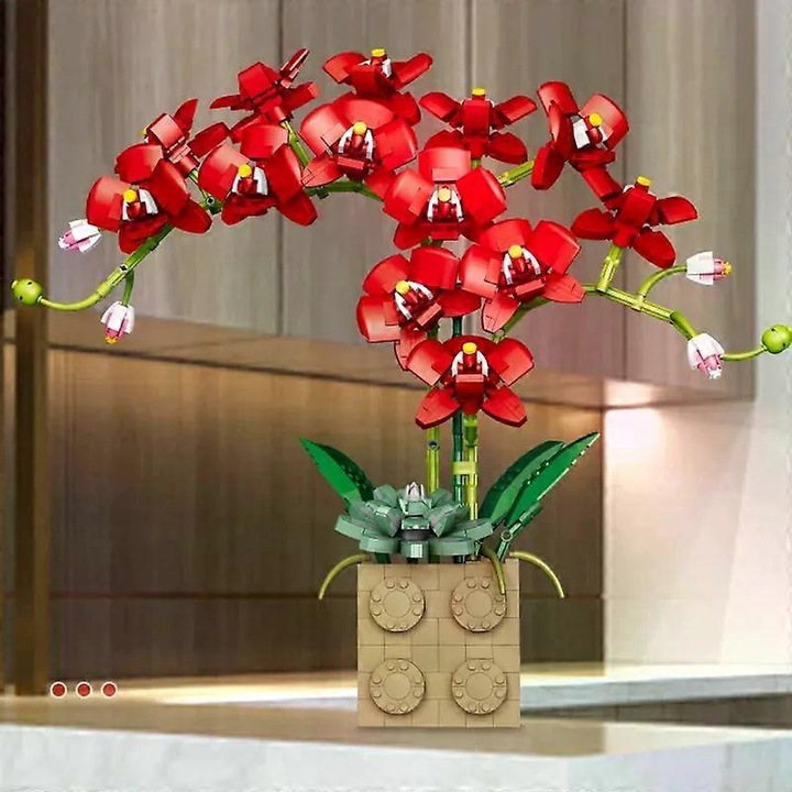 Orchidea bonsai építőszett, 1369 darab, műanyag, doboz nélkül