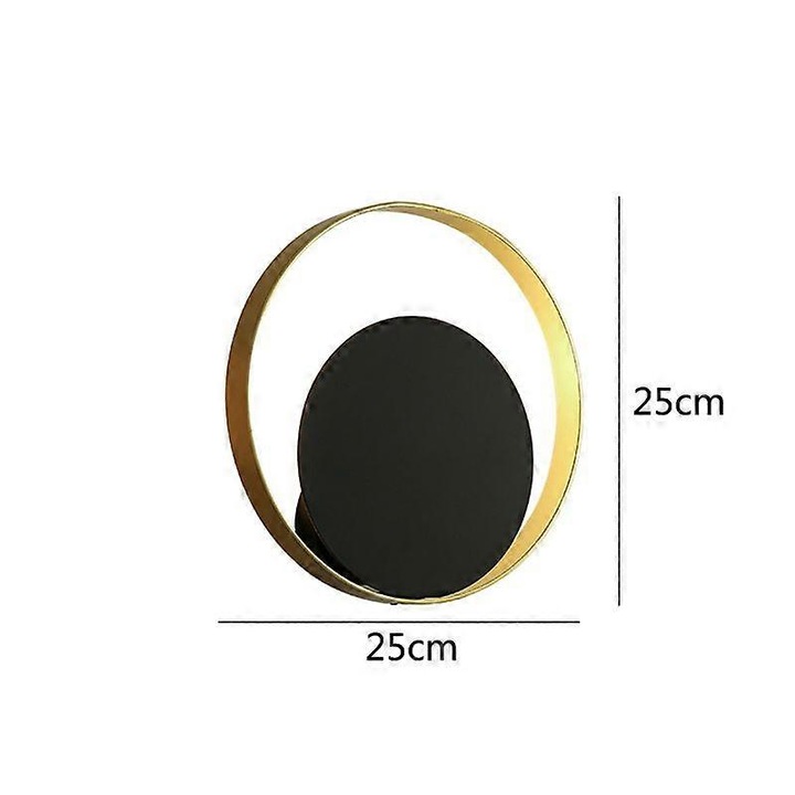 Kerek LED fali lámpa, arany-fekete, 2700-3500K, 25x25cm