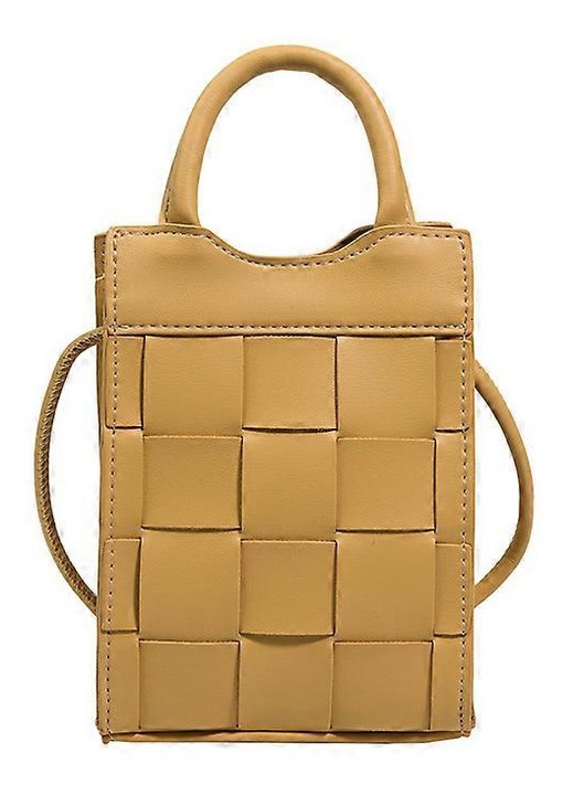 Női mini messenger táska, PU bőr, sárga, 13x19x6cm, 120cm pánt