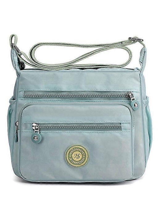 Női táska, nylon, vízkék, 25x20x10cm, válltáska, crossbody