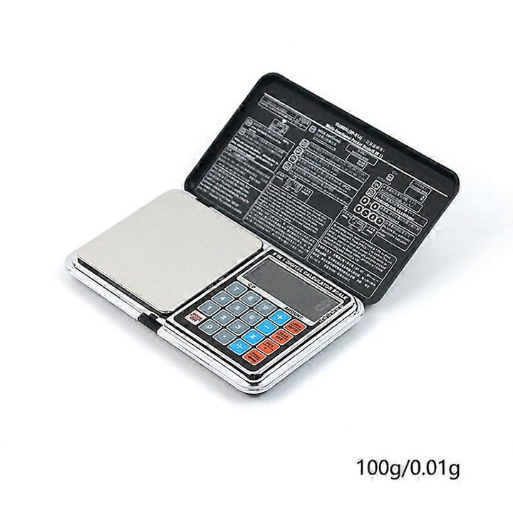Cantar digital portabil 6in1, precizie 0.01g, inox-ABS, 13.3x8.2x1.68cm, alb