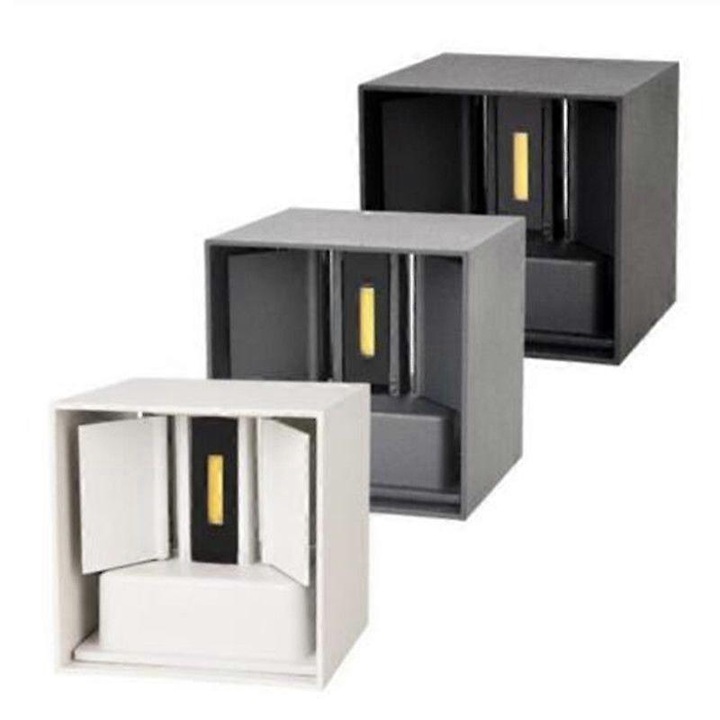 LED fali lámpa 12W, szabályozható, kocka, fekete, 5500-7000K, 12x12x12cm