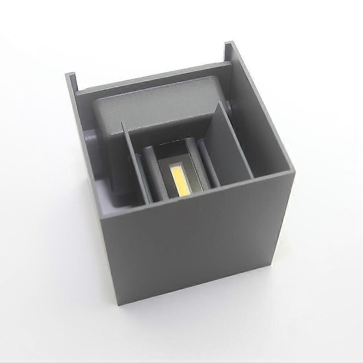 LED fali lámpa 12W, szabályozható, kocka, szürke, 5500-7000K, 12x12x12cm