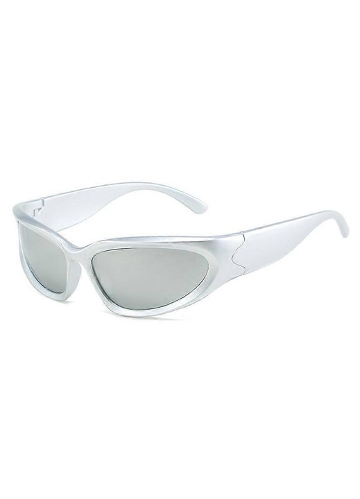 Ochelari de soare ovali unisex sport vintage argintiu UV400