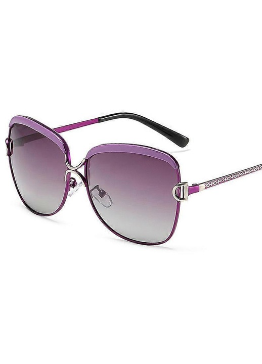 Ochelari de soare dama, rotunzi, lentile degrade, mov