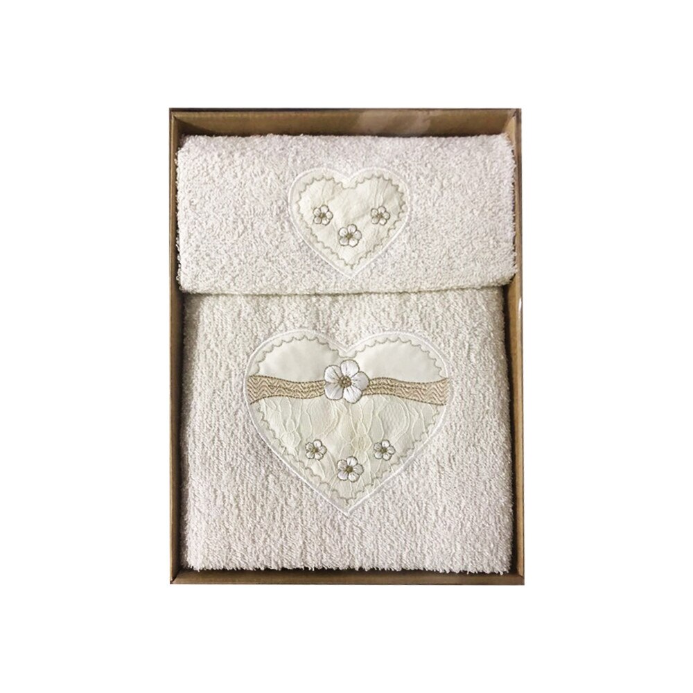 Set 2 prosoape bej Love Liberty in cutie cadou