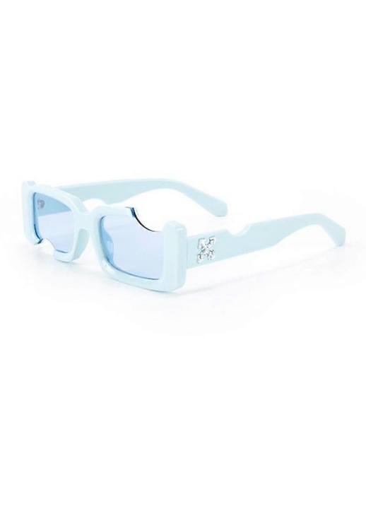 Ochelari de soare unisex, retro, dreptunghiulari, albastru deschis, mici